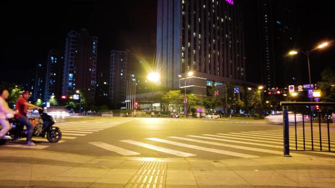 繁忙的城市夜景车流人流延时摄影44