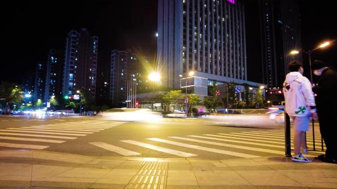 繁忙的城市夜景车流人流延时摄影9