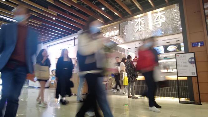 地下商场商铺逛街购物人群人流延时9
