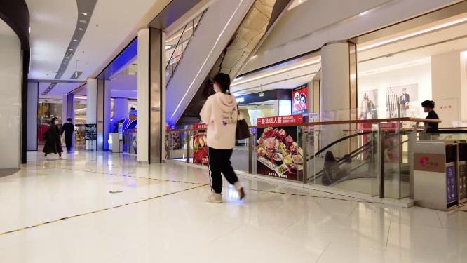 城市商场门店顾客人流延时摄影
