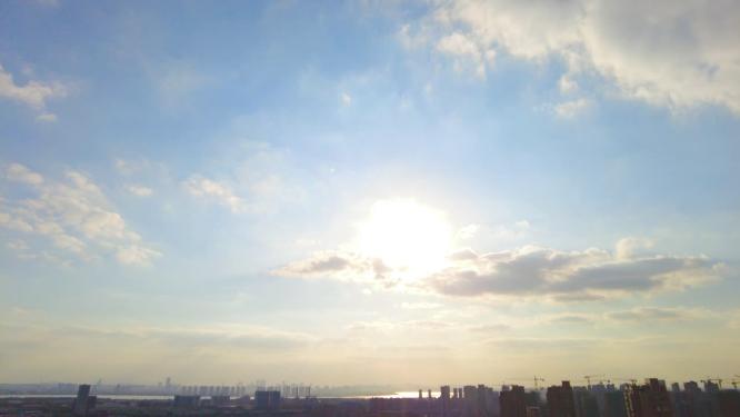 城市夕阳西下蓝天白云延时风景视频素材4