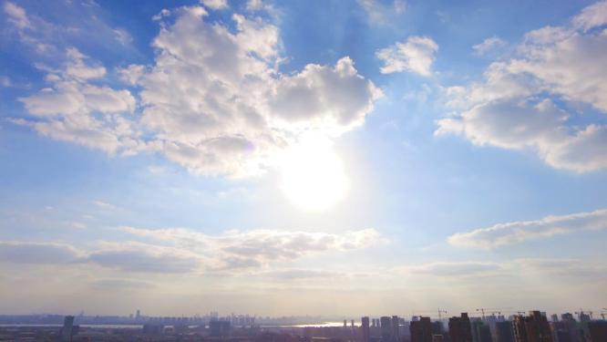 城市夕阳西下蓝天白云延时风景视频素材