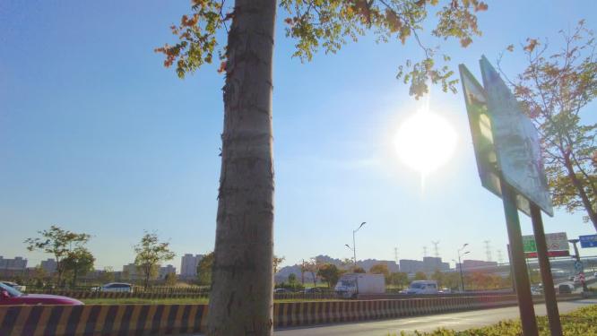 城市夕阳西下马路汽车车辆车流延时风景视频素材