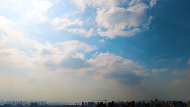 城市蓝天白云延时风景视频素材