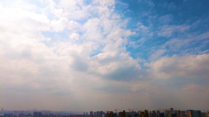 城市蓝天白云延时风景视频素材 