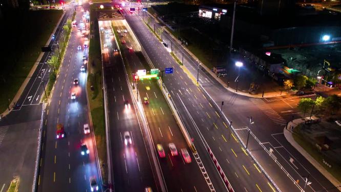 城市马路公路汽车车辆车流夜景延时