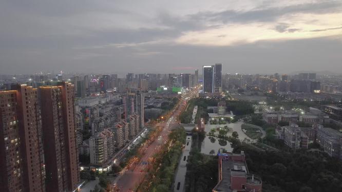 夜晚杭州下沙夜景