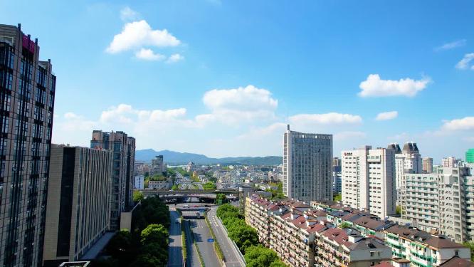 杭州定安路遥望西湖景区风景视频素材