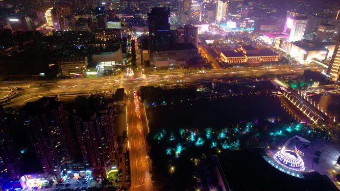 杭州市区环城北路中河立交桥夜景车流延时