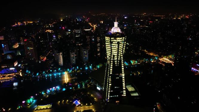 杭州市区西湖文化广场夜景延时