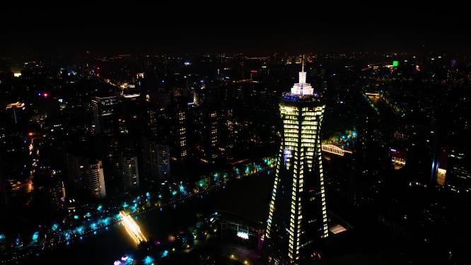 杭州市区西湖文化广场夜景延时