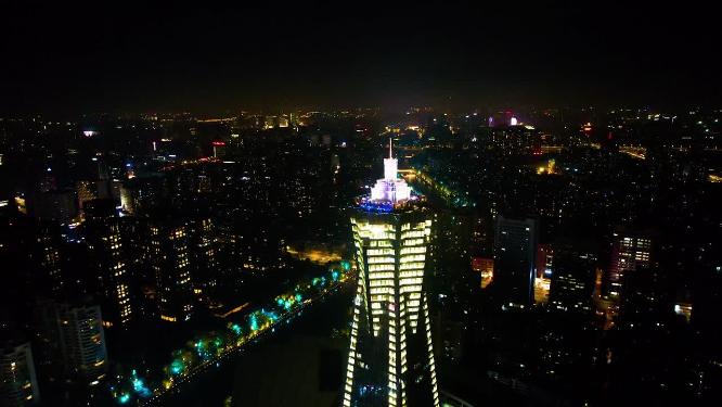 杭州市区西湖文化广场夜景视频素材