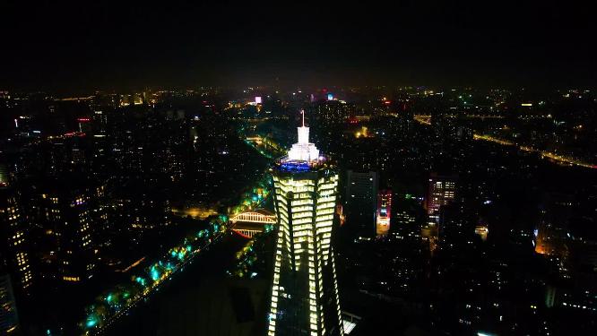 杭州市区西湖文化广场夜景视频素材9