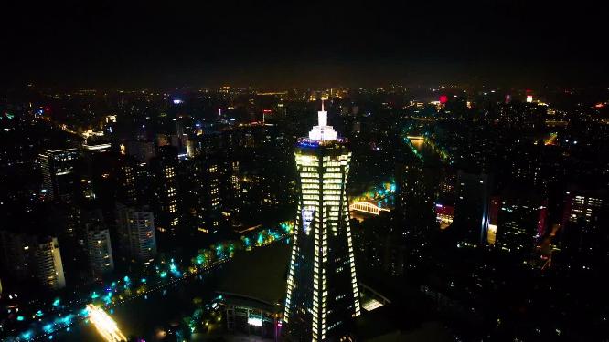 杭州市区西湖文化广场夜景视频素材