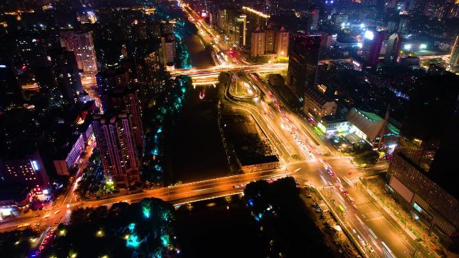 杭州拱墅区环城北路中河立交桥夜景车流延时40