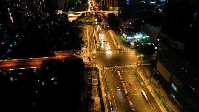 杭州拱墅区环城北路中河立交桥夜景车流延时4