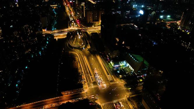 杭州拱墅区环城北路中河立交桥夜景车流延时9