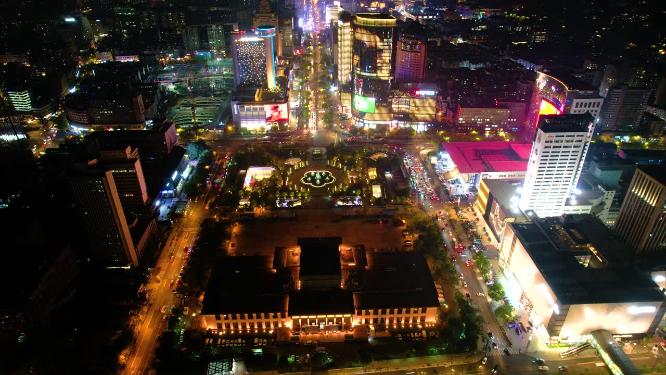 杭州浙江展览馆武林广场夜晚车流延时