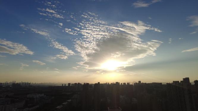 城市夕阳西下日落延时摄影
