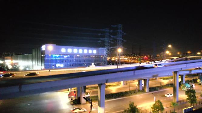 城市立交桥车辆车流夜景