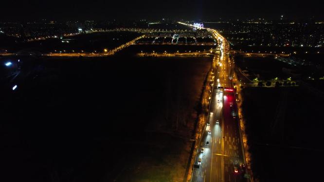 城市立交桥车辆车流夜景