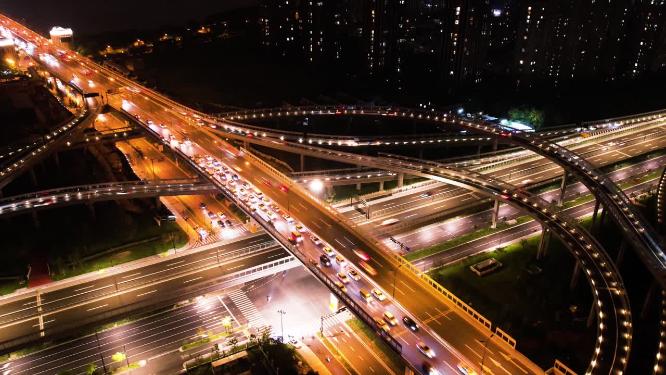 城市立交桥车辆车流夜景