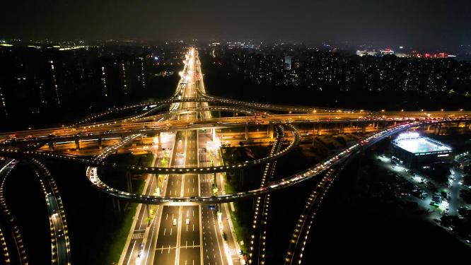 城市立交桥车辆车流夜景视频素材