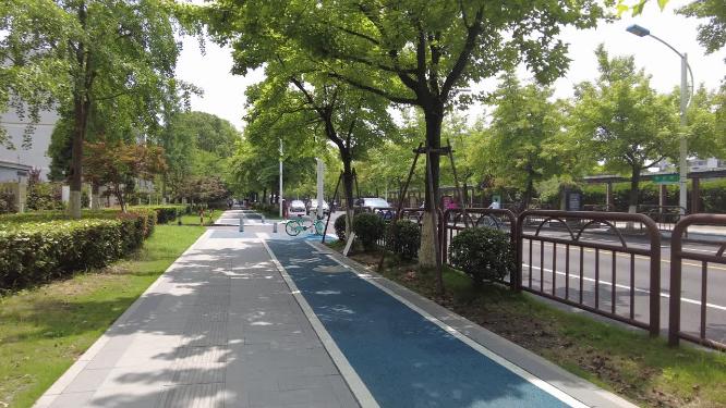 城市马路人行道空镜头