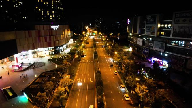 城市马路车辆车流夜景航拍40