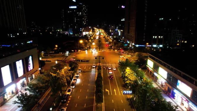 城市马路车辆车流夜景航拍44