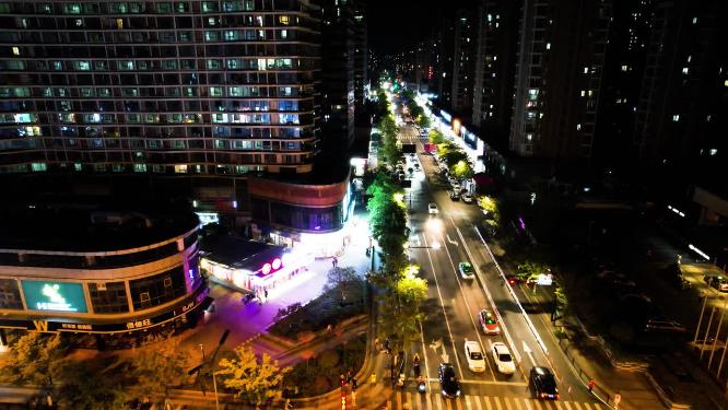 城市马路车辆车流夜景航拍9