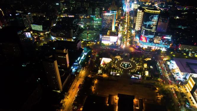 杭州浙江展览馆武林广场夜晚车流视频素材40