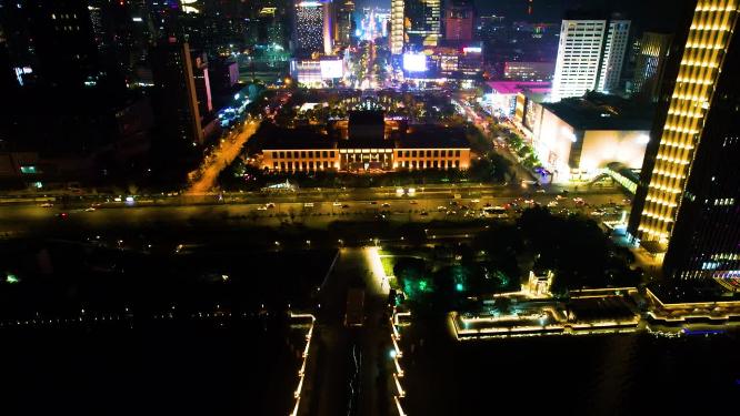 杭州浙江展览馆武林广场夜晚车流视频素材9