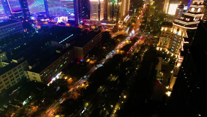 杭州黄龙体育中心天目山路夜景车流延时
