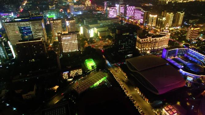 杭州黄龙体育中心玉古路夜景延时
