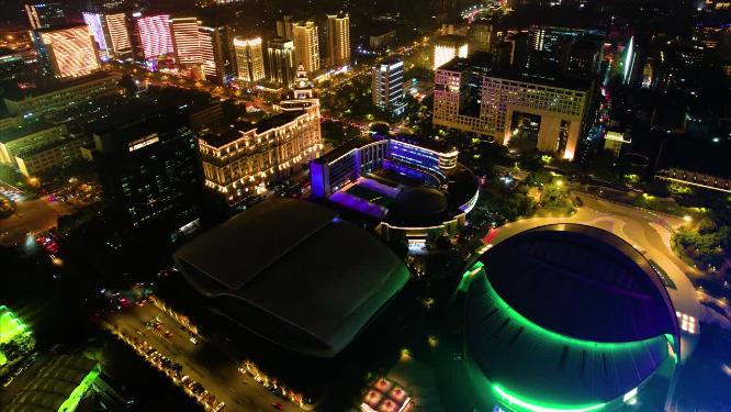 杭州黄龙体育中心玉古路夜景车流延时