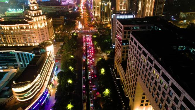杭州黄龙体育中心黄龙路夜景车流延时