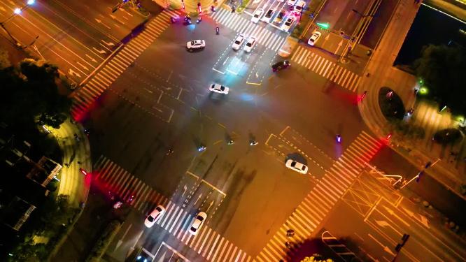 杭州城市十字路口夜景车流视频素材9