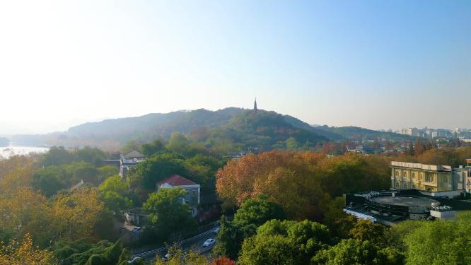 杭州西湖景区宝石山航拍