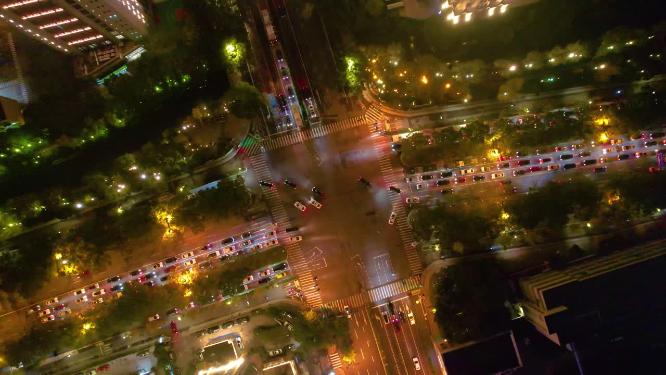 杭州城市十字路口夜晚夜景车流视频素材