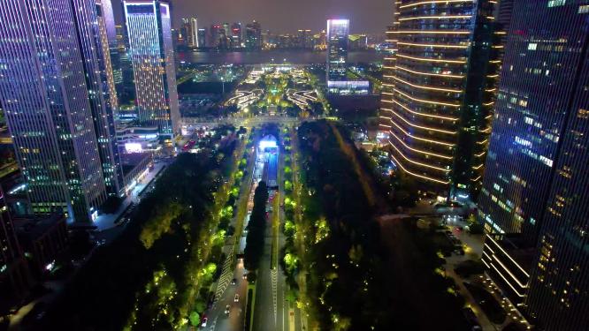 杭州萧山区钱江世纪城夜景高楼大厦
