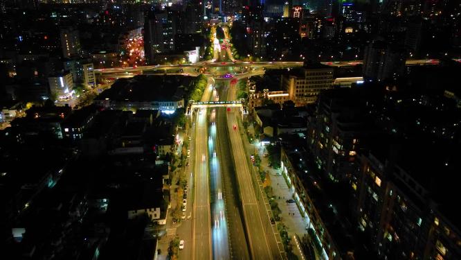 杭州西湖区夜景车流延时摄影