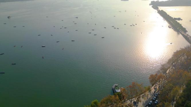 杭州西湖景区北山街风景航拍