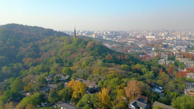 杭州西湖景区宝石山保俶塔航拍