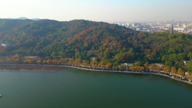 杭州西湖景区宝石山美景航拍