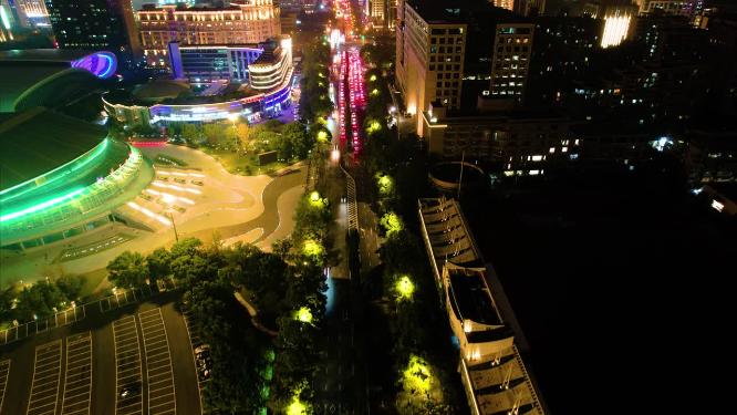 杭州黄龙体育中心天目山路夜景车流延时