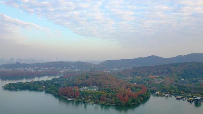 杭州西湖景区雷峰塔航拍