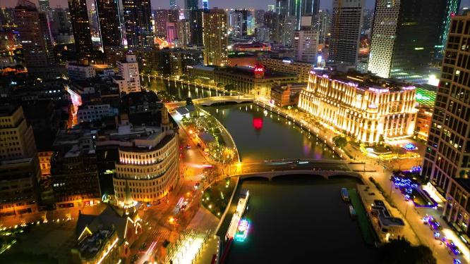 上海外滩乍浦路桥苏州河车流人流延时摄影