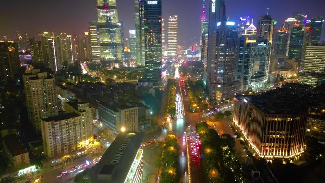 上海市浦东新区世纪大道陆家嘴车流延时夜景视频素材合集