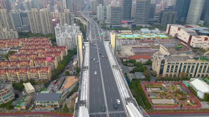 上海市黄浦区卢浦大桥车流船只延时风景视频素材合集